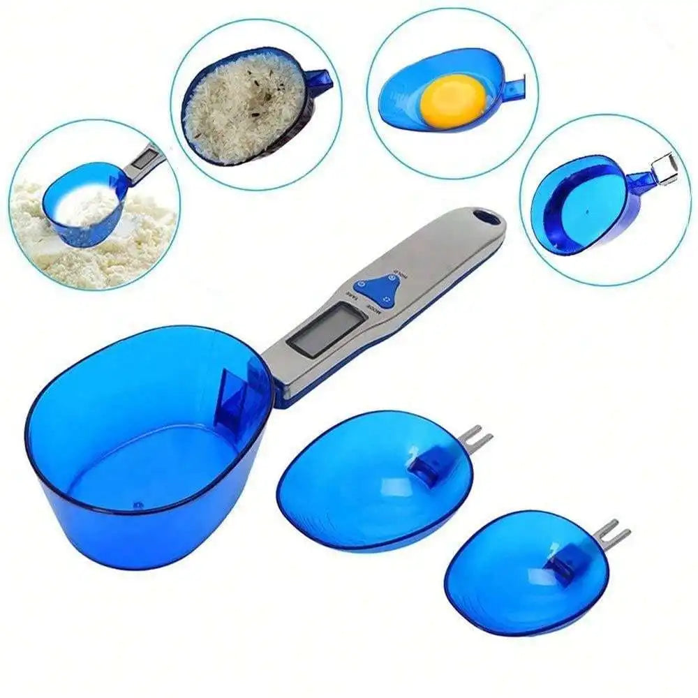 Báscula de cocina digital con 3 cucharas medidoras para pesar ingredientes líquidos y secos, té , harina, especias, medicamentos, etc.