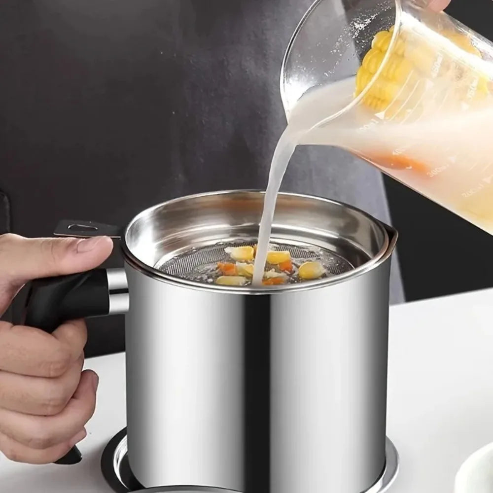 Filtro Cocina, Recipiente de Grasa con Colador Graseras de Carne y Pescado Acero Inoxidable para Almacenar Aceite Usado para Freir y Grasa para Cocinar 