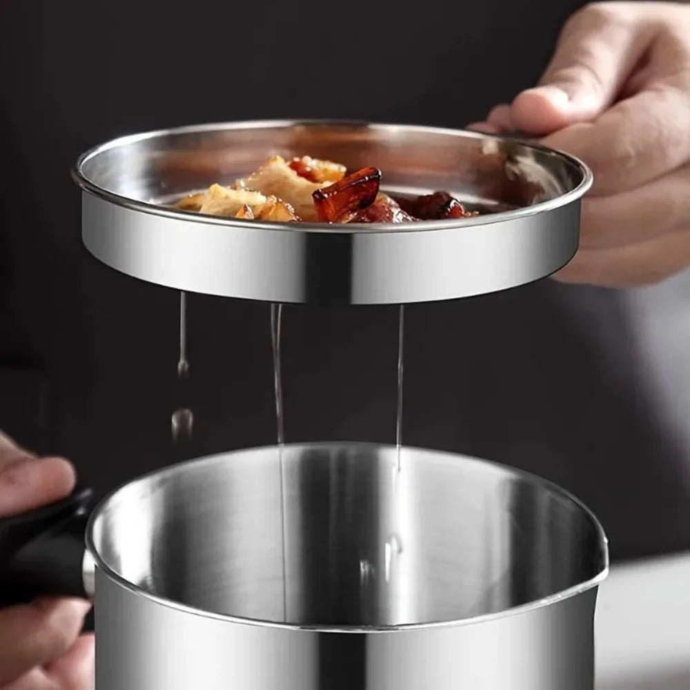 Filtro Cocina, Recipiente de Grasa con Colador Graseras de Carne y Pescado Acero Inoxidable para Almacenar Aceite Usado para Freir y Grasa para Cocinar 