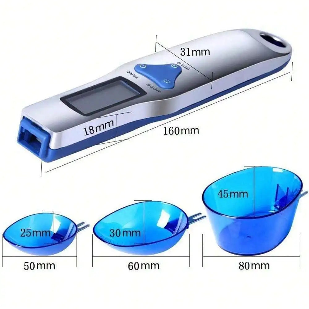 Báscula de cocina digital con 3 cucharas medidoras para pesar ingredientes líquidos y secos, té , harina, especias, medicamentos, etc.