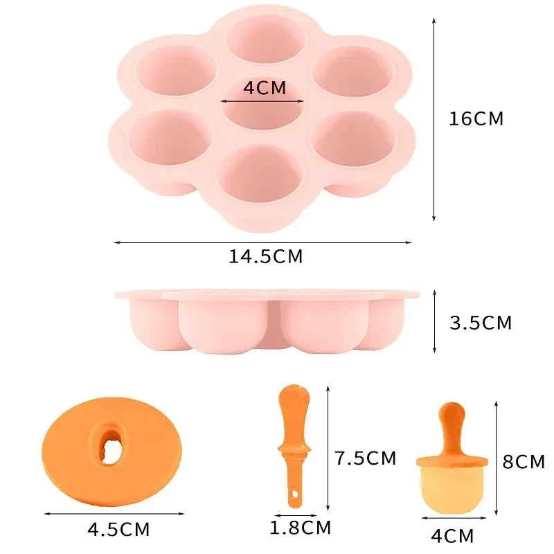 Molde de silicona de 7 cavidades para mini paletas heladas.
