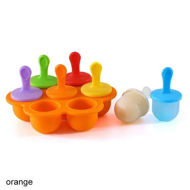 Molde de silicona de 7 cavidades para mini paletas heladas.