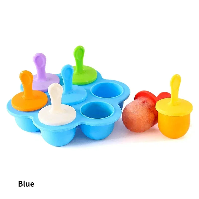 Molde de silicona de 7 cavidades para mini paletas heladas.