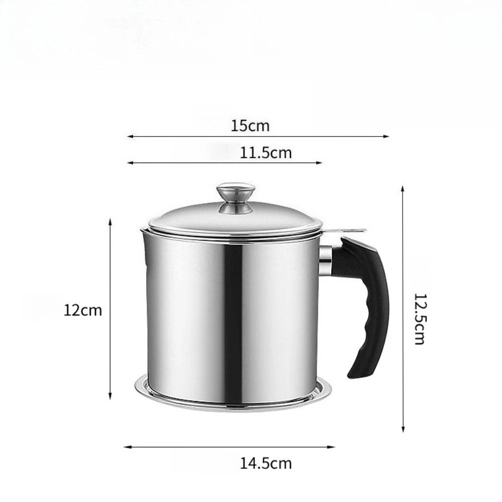 Filtro Cocina, Recipiente de Grasa con Colador Graseras de Carne y Pescado Acero Inoxidable para Almacenar Aceite Usado para Freir y Grasa para Cocinar 