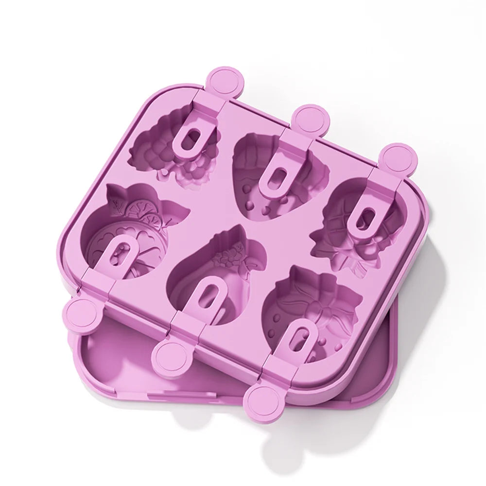 Silicone Popsicle Mold 6-Hole Fruit Shaped Mini Popsicle Mold Fun Shape Homemade Popsicle Mold BPA Free